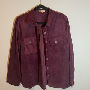 Wine color, democracy Shacket size medium reminds me of  corduroy